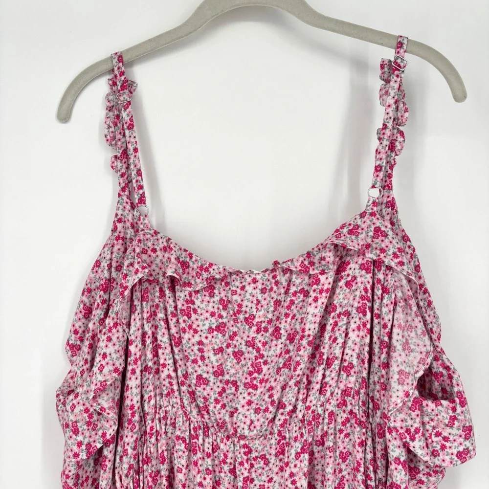 NWT City Chic Pink Foolish Ditsy Floral Ruffle Strap Tie Front Dress sz 24W - Picture 8 of 12